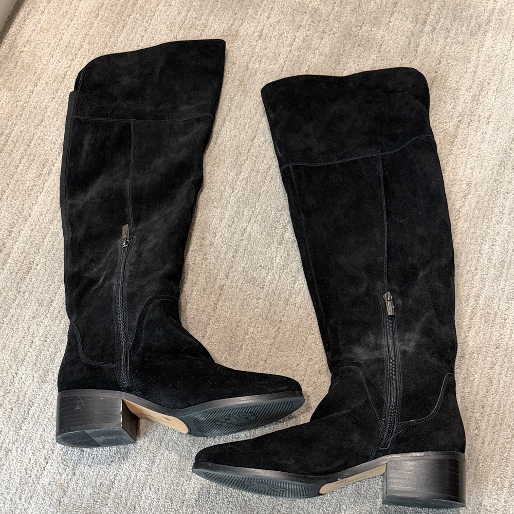 Vince Camuto Black Suede Knee-High Boots
